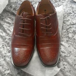 Boys-Tan Lace-Up Leather Oxford